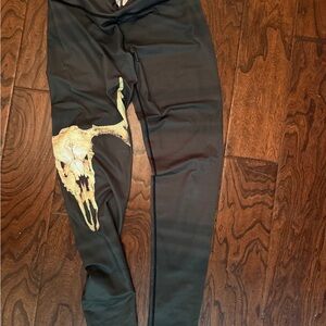 Green Leggings with Skull Design